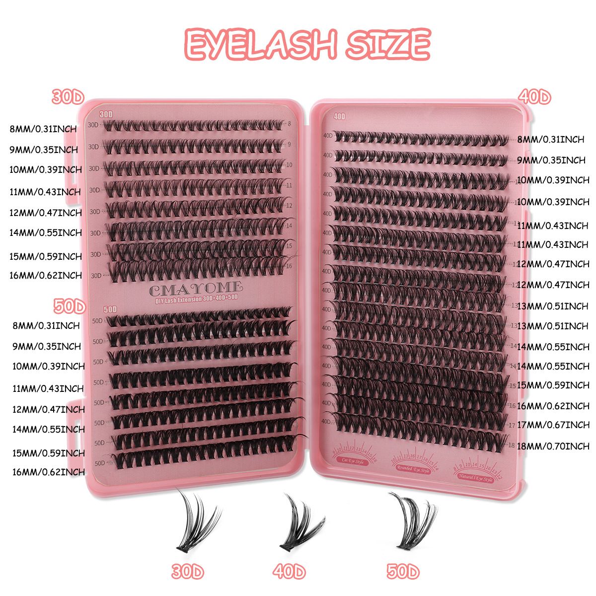 Lashes Extension Kit 640pcs False Eyelashes Clusters 10D+20D+30D+40D+50D, DIY Individual Lash Kit 8-18mm with Eyelash Tools Set