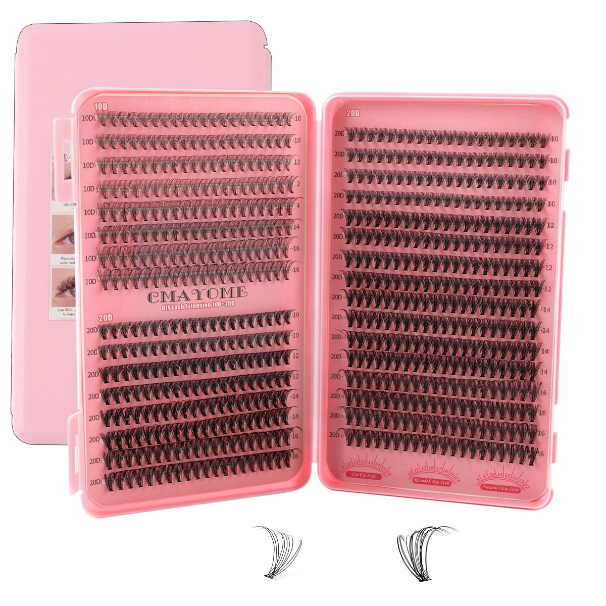 Lashes Extension Kit 640pcs False Eyelashes Clusters 10D+20D+30D+40D+50D, DIY Individual Lash Kit 8-18mm with Eyelash Tools Set
