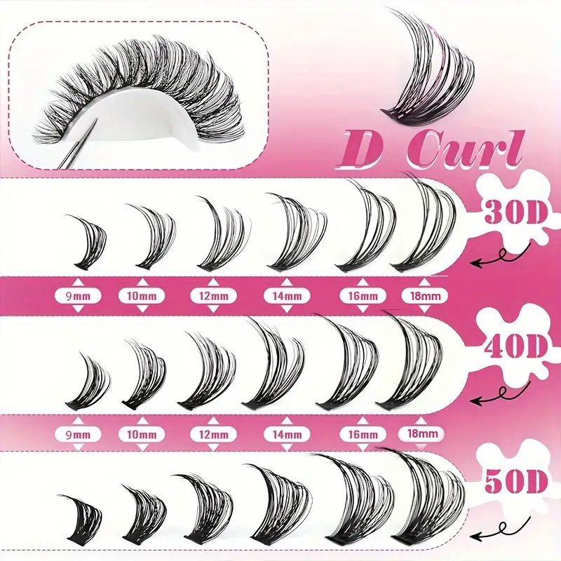 640PCS Wispy Lash Clusters Kit - 9-16mm Natural DIY Eyelash Extensions (30D-50D), Individual Cluster Lashes for Volume with Lash Glue, Bond & Seal, Tweezers, Double-Ended Brush & Remover