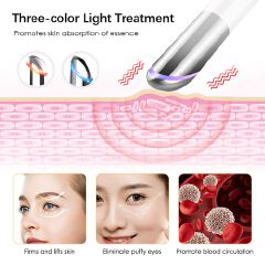 Ideal Eye Massager Wand - Chargeable Facial Massager for Dark Circles, Eye Bags, Puffiness Under Eyes，and Smoother Skin Texture - Exfoliation and Skin Rejuvenation - Korean Skincare