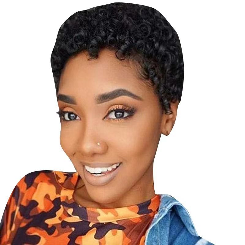 Glueless Wear and Go Wig Women Hair Wig Black Women Glueless Brazilian Kinky Short Curly Wigs for Daily Use