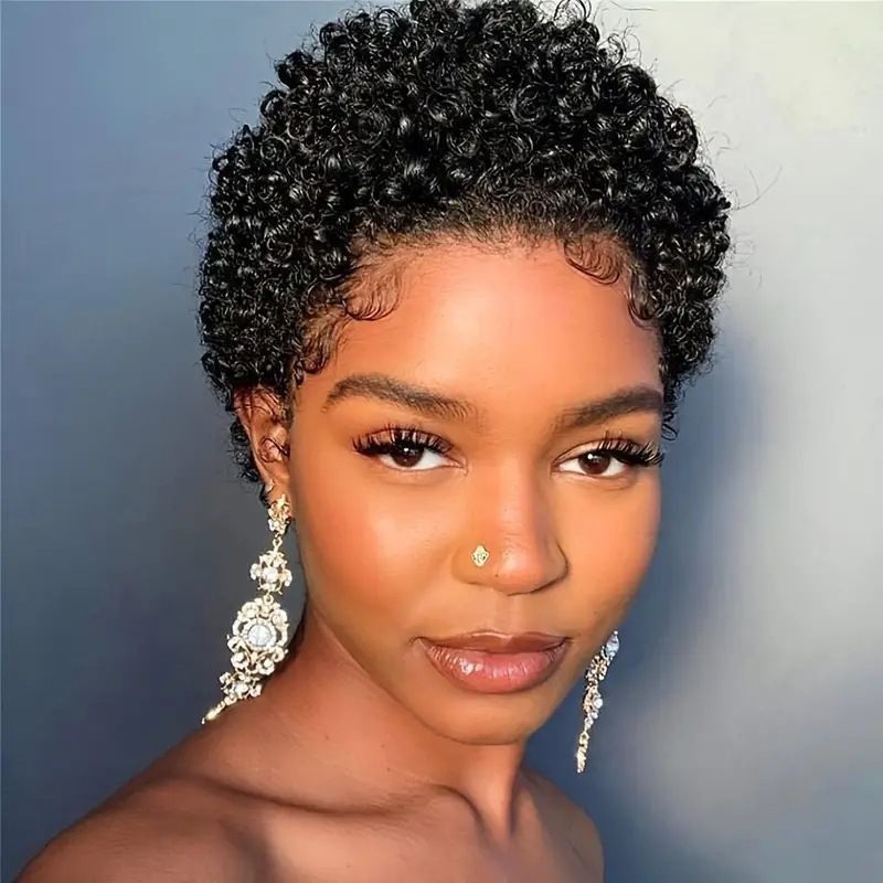 Glueless Wear and Go Wig Women Hair Wig Black Women Glueless Brazilian Kinky Short Curly Wigs for Daily Use