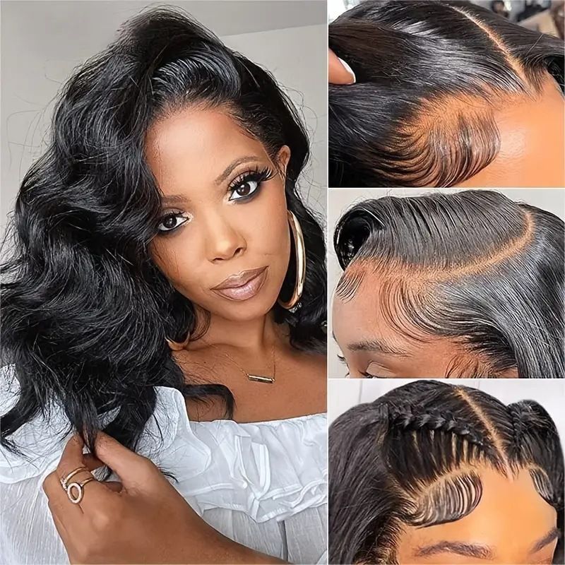 Short Body Wave Wig HD 13X4 Lace Front Wigs Brazilian Hair Short Bob Wavy Wigs Glueless Wigs Knots For Woman 150% Density 14Inch