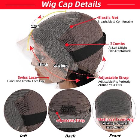 Wig Deep Wave Lace Front Wigs  Hair 13x6 Lace Frontal Wigs 180% Density Curly Bob Wig Hair Pre Plucked Deep Wave Wig for Black Women (Natural Black, 12Inch)