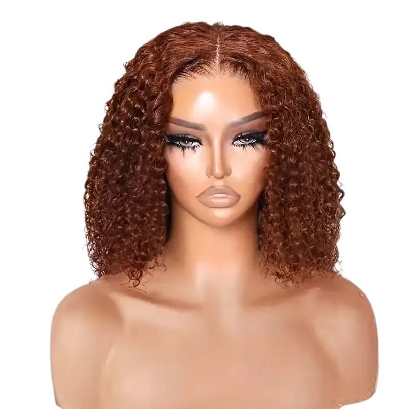 Curly Bob Wig 14 Inch Glueless 13x4 Lace Front Wigs  for Black Women 180% Density Mongolian HD Kinky Curly Bob Lace Frontal Wigs Wet and Wave