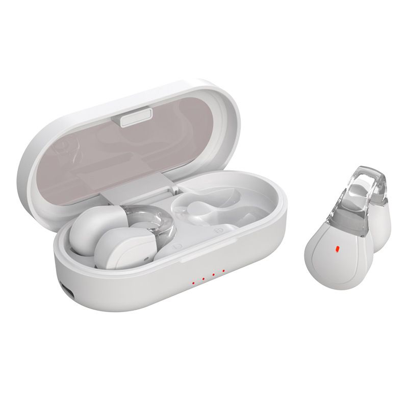 Open Ear Earbuds, Wireless Bluetooth Earphone, Clip on Headphones, Over The Ear Earbuds for Fitness Running Gym Workouts, Built-in Mic, Wireless Charging, Black Headset