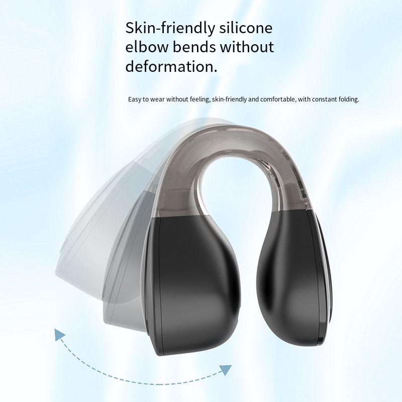 Open Ear Earbuds, Wireless Bluetooth Earphone, Clip on Headphones, Over The Ear Earbuds for Fitness Running Gym Workouts, Built-in Mic, Wireless Charging, Black Headset