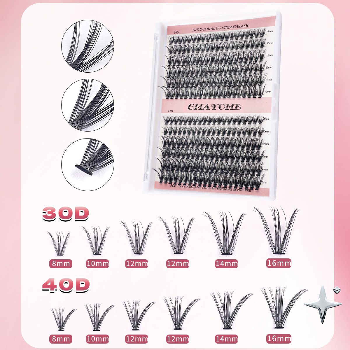DIY Lash Extension Kit - 280pcs Lash Clusters 40D+30D Mix, 9-16mm D Curl Soft Wispy Lash Clusters Kit with Bond, Seal, Remover & Tweezers for Easy At-Home Application, Nature Look