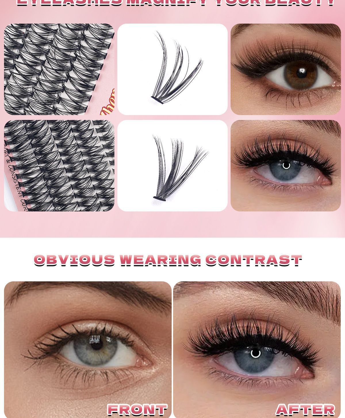 DIY Lash Extension Kit - 280pcs Lash Clusters 40D+30D Mix, 9-16mm D Curl Soft Wispy Lash Clusters Kit with Bond, Seal, Remover & Tweezers for Easy At-Home Application, Nature Look