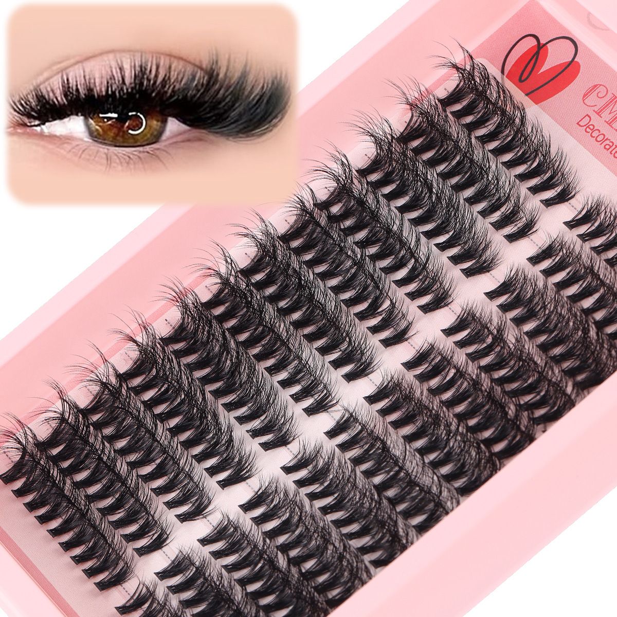 Lash Extension Kit Wispy Volume Lash Clusters 40D+50D+60D, Individual Lashes 10-18mm Eyelash Extension Kit D Curly 300pcs Eyelash Clusters with Waterproof Lash Bond and Seal and Lash Tweezers