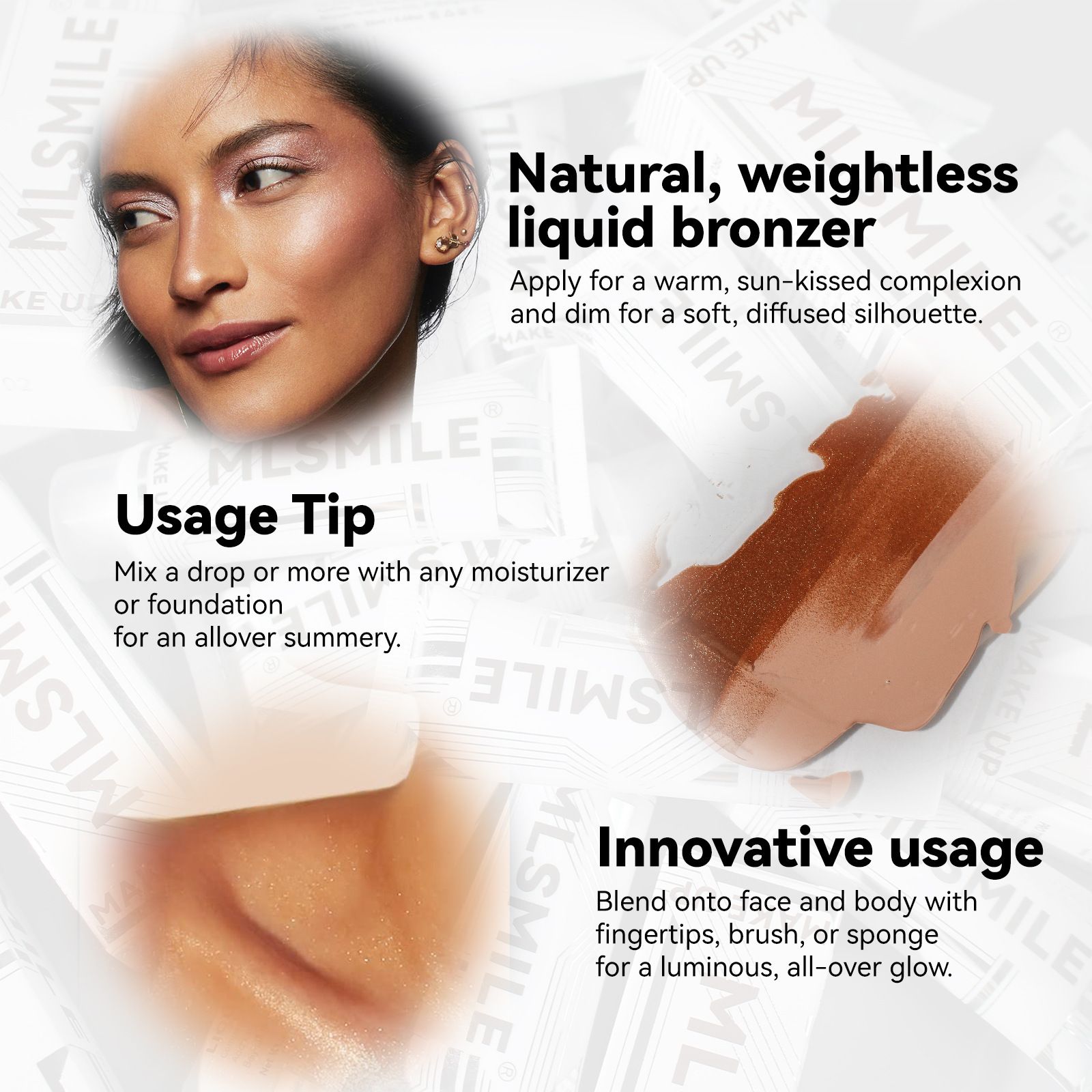 Liquid Bronzer 4 Color Natural Blendable Matte Cream Bronzer Silky Long Lasting Waterproof Creme Liquid Contour Makeup