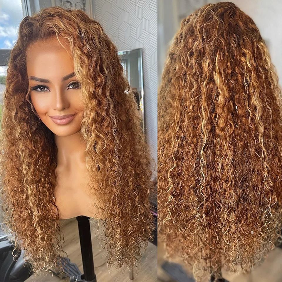 Glueless Curly Lace Front Wig Middle Part Closure Wig Natural Black Pre Cut Synthetic Curl Wig Upgraded with Premium Human-Hair-Like Fiber