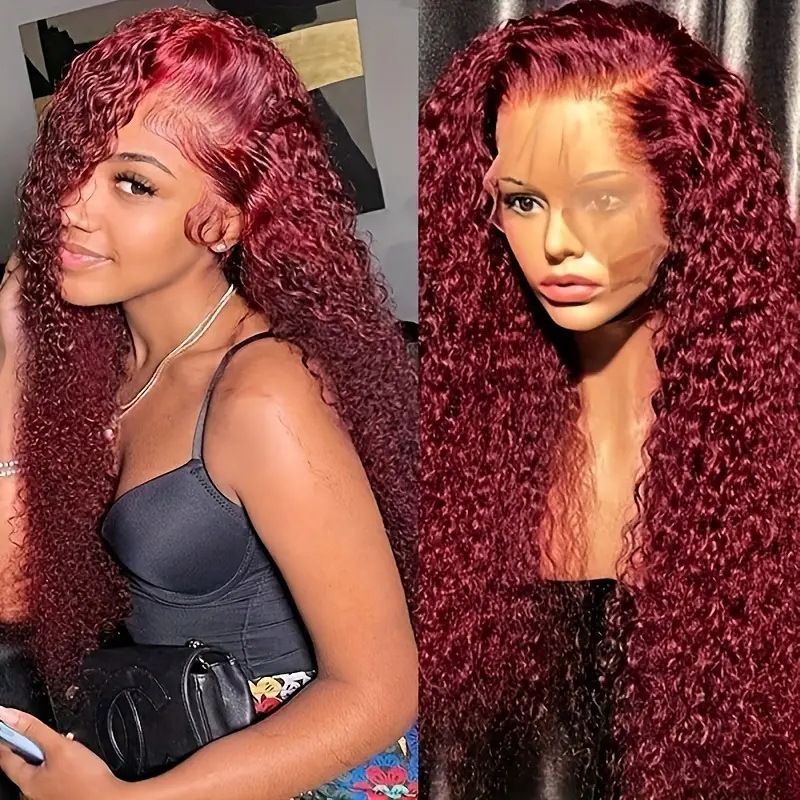 Glueless Curly Lace Front Wig Middle Part Closure Wig Natural Black Pre Cut Synthetic Curl Wig Upgraded with Premium Human-Hair-Like Fiber
