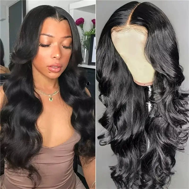 Wear and Go Glueless Wigs Hair Pre Plucked Pre Cut 13x4 HD Lace Closure Wigs  Hair Ready to Wear Body Wave Lace Front Glueless Wig for Black Women 180 Density with Natural Hairline