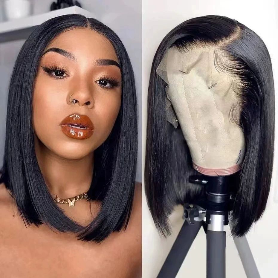 Bob Wig  Hair 10 inch Glueless Wigs Hair  9x6 HD Lace Front Glueless Wigs  Hair 200% Density Short Straight Bob Wigs for Black Women