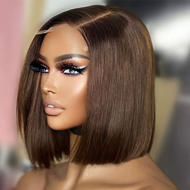 Wear and Go Glueless Bob Wigs Human Hair Pre Plucked Natural Hairline Straight Short Bob Wig 180 Density 4x4 HD Lace Closure Wig Human Hair for Women Brazilian Virgin Hair Natural Black 10 Inch