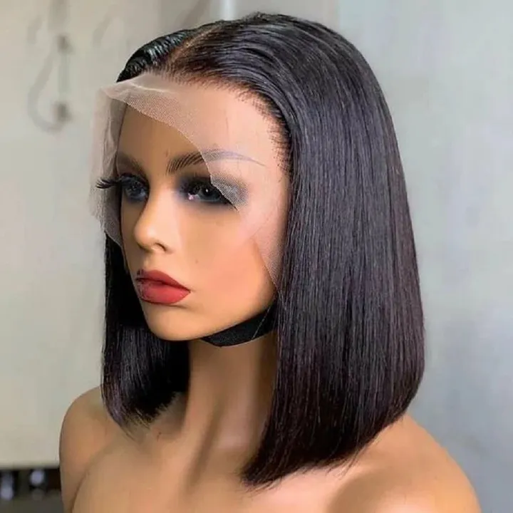 Wear and Go Glueless Bob Wigs Human Hair Pre Plucked Natural Hairline Straight Short Bob Wig 180 Density 4x4 HD Lace Closure Wig Human Hair for Women Brazilian Virgin Hair Natural Black 10 Inch