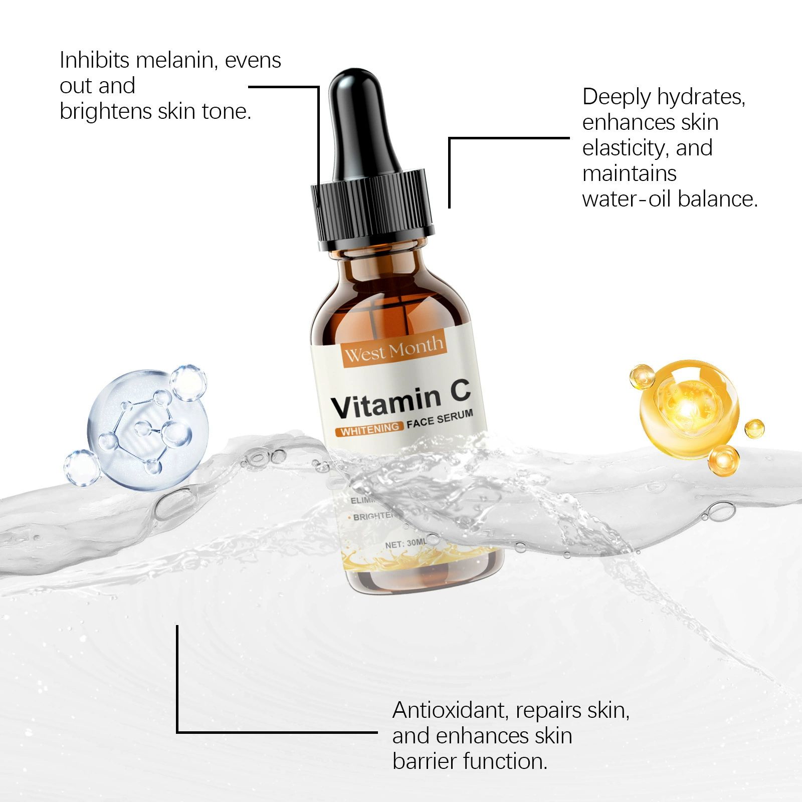 Vitamin C Serum For Face – Anti Aging Formula with Vitamin C, Hyaluronic Acid, Vitamin E – Brightening Serum – Improve Appearance of Dark Spots, Tone, Fine Lines & Wrinkles