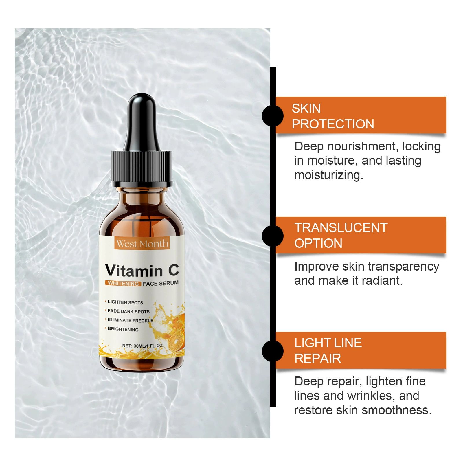 Vitamin C Serum For Face – Anti Aging Formula with Vitamin C, Hyaluronic Acid, Vitamin E – Brightening Serum – Improve Appearance of Dark Spots, Tone, Fine Lines & Wrinkles