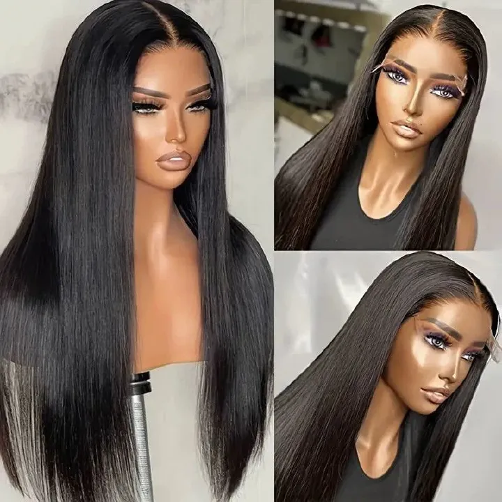 Glueless Lace Front Wigs for Women,32 Inch Long Straight Synthetic Wigs Pre Plucked,Free Part Natural Black Lace Frontal Wigs with Baby Hair,Put On Go Wig Beginner Friendly