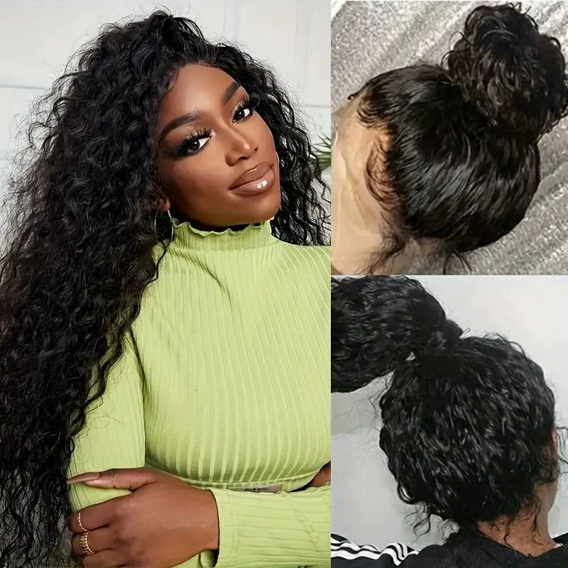 Water Wave Human Hair Bundles 18 20 22 24 Inch Deep Wave Bundles Human Hair Double Weft Natural Curly Hair Wet and Wavy Hair Extensions