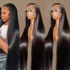 22 Inch Front Lace Front Wigs human Hair 180 Density Straight Hair Wigs Pre Plucked  With HD Frontal Lace Straight Glueless Wigs  Hair For Women