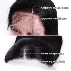 22 Inch Front Lace Front Wigs human Hair 180 Density Straight Hair Wigs Pre Plucked  With HD Frontal Lace Straight Glueless Wigs  Hair For Women