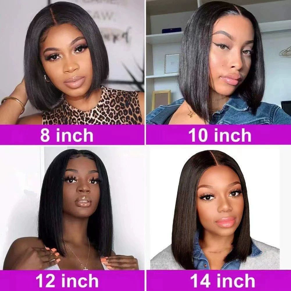 Wear and Go Glueless Bob Wig  Hair Pre Plucked Pre Cut 200% Density Black Bob  Hair Wig 14 Inch 9x6 HD Closure Lace Front Glueless Wigs  Hair Short Straight Bob Wigs for Women