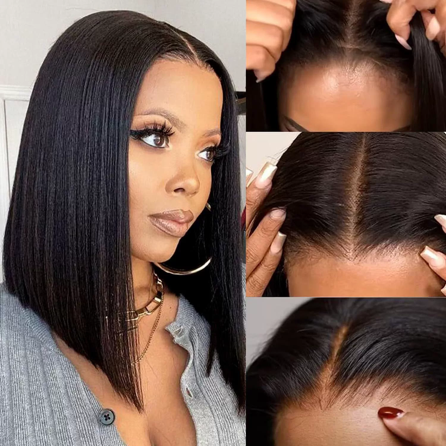 Wear and Go Glueless Bob Wig  Hair Pre Plucked Pre Cut 200% Density Black Bob  Hair Wig 14 Inch 9x6 HD Closure Lace Front Glueless Wigs  Hair Short Straight Bob Wigs for Women