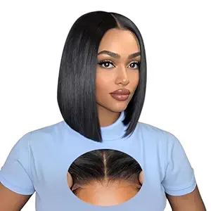 Wear and Go Glueless Bob Wig  Hair Pre Plucked Pre Cut 200% Density Black Bob  Hair Wig 14 Inch 9x6 HD Closure Lace Front Glueless Wigs  Hair Short Straight Bob Wigs for Women