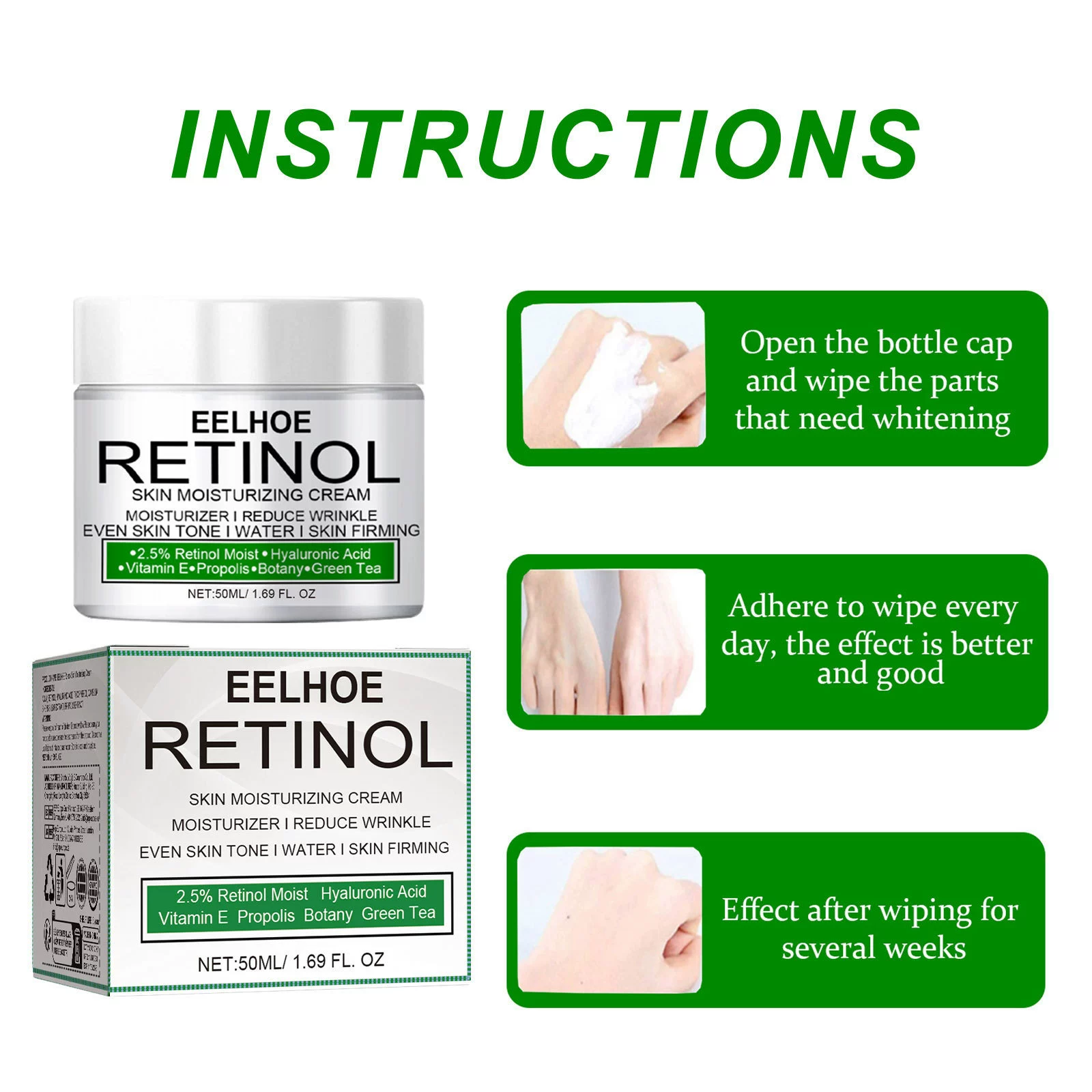 Retinol Cream for Face 2.5% - Anti Aging Moisturizer with Hyaluronic Acid & Vitamin E - Wrinkle Cream for Women & Men, 1.69 oz, Night & Day Use