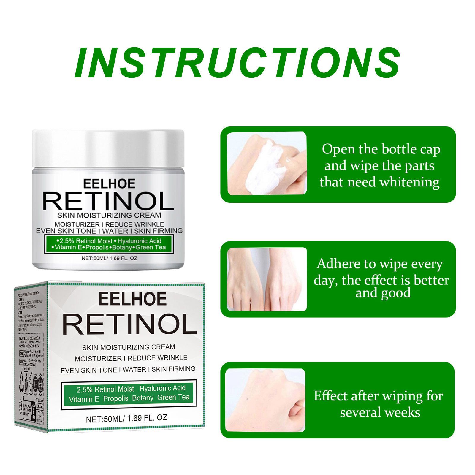 Retinol Cream for Face 2.5% - Anti Aging Moisturizer with Hyaluronic Acid & Vitamin E - Wrinkle Cream for Women & Men, 1.69 oz, Night & Day Use