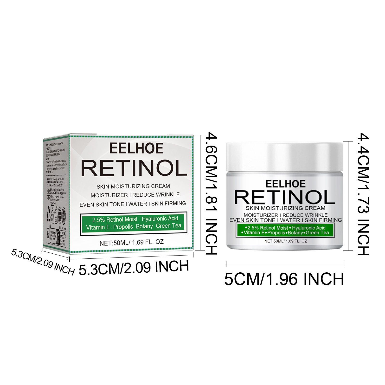 Retinol Cream for Face 2.5% - Anti Aging Moisturizer with Hyaluronic Acid & Vitamin E - Wrinkle Cream for Women & Men, 1.69 oz, Night & Day Use