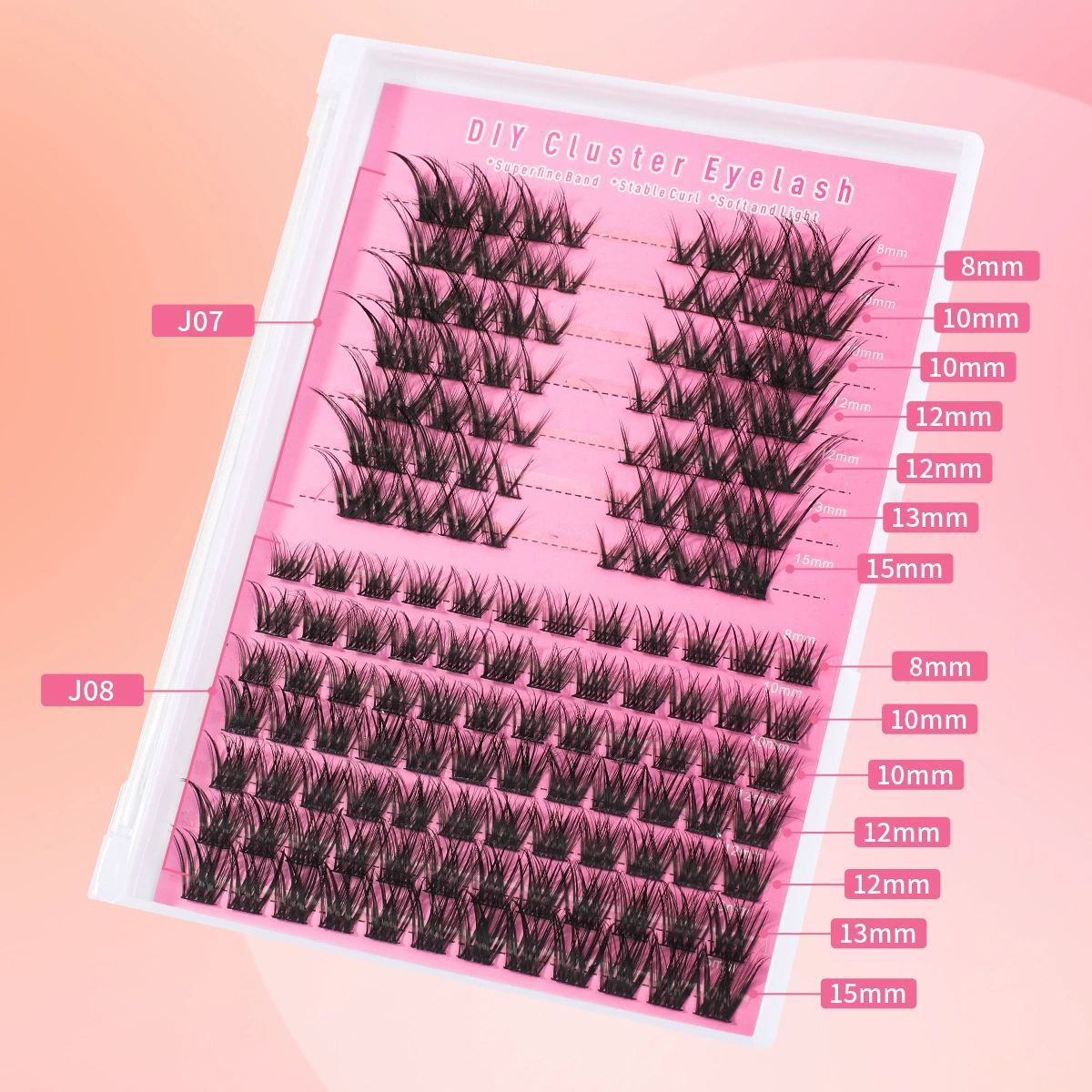 DIY Lash Clusters Individual Eyeslash Extensions Volume Lash Clusters Thick Band Wispy Natural Eyelash Extension Large Tray (40D-0.07-D, 8-16mm) view 2