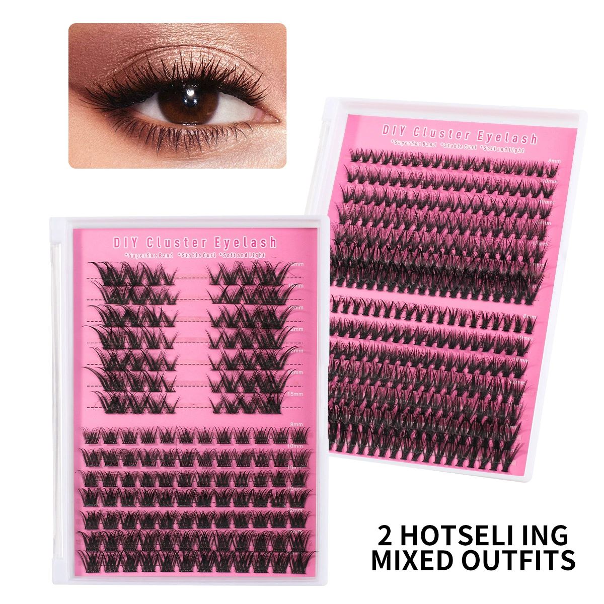 DIY Lash Clusters Individual Eyeslash Extensions Volume Lash Clusters Thick Band Wispy Natural Eyelash Extension Large Tray (40D-0.07-D, 8-16mm) view 4