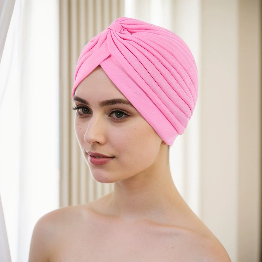 Unisex Turban Hat, Vintage Polyester Pleated Head Wrap Headband Cross Twist Arab Hair Wrap Chemo Turban Headwear