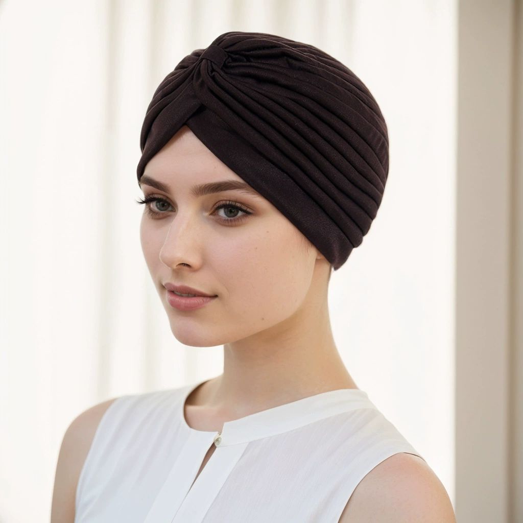 Unisex Turban Hat, Vintage Polyester Pleated Head Wrap Headband Cross Twist Arab Hair Wrap Chemo Turban Headwear