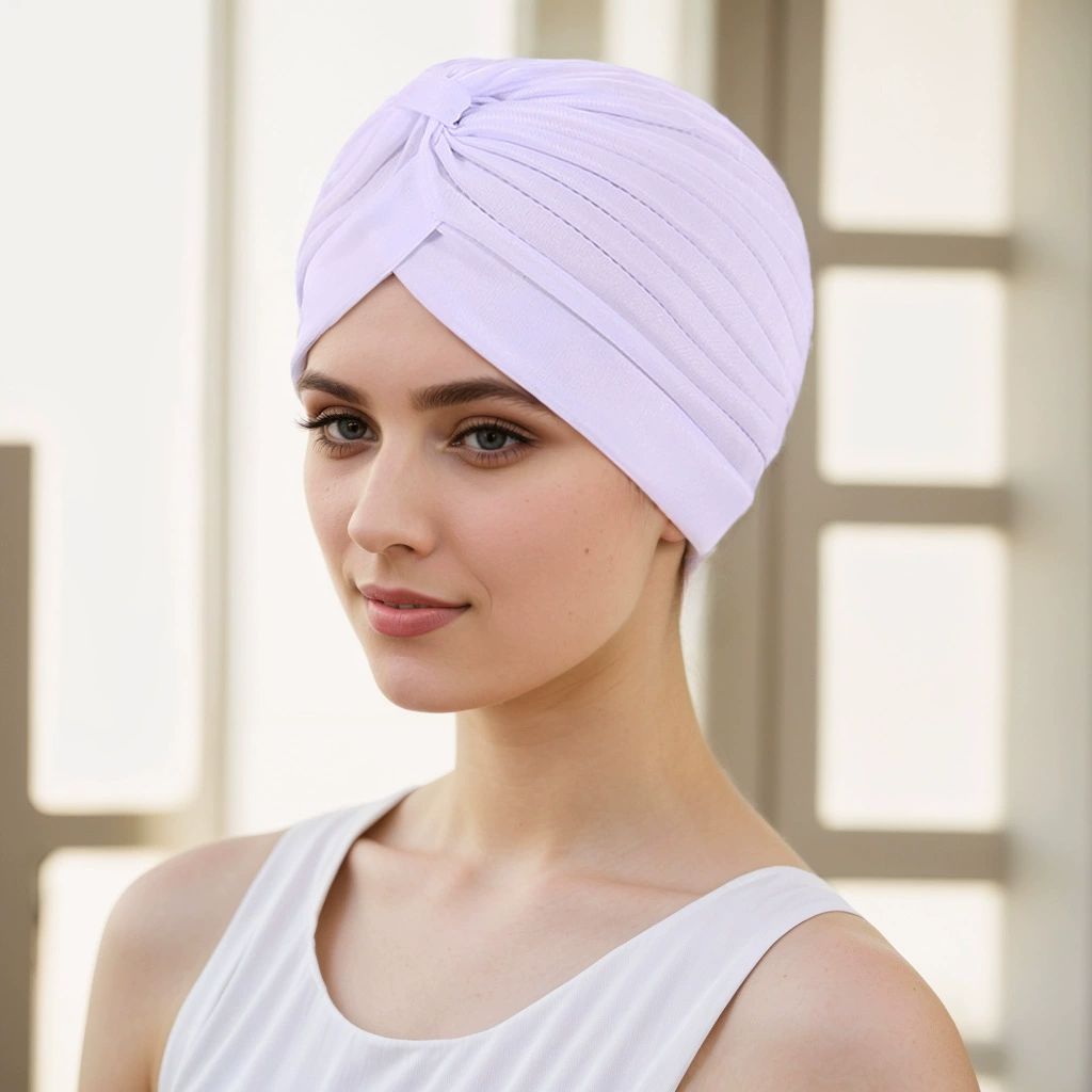 Unisex Turban Hat, Vintage Polyester Pleated Head Wrap Headband Cross Twist Arab Hair Wrap Chemo Turban Headwear