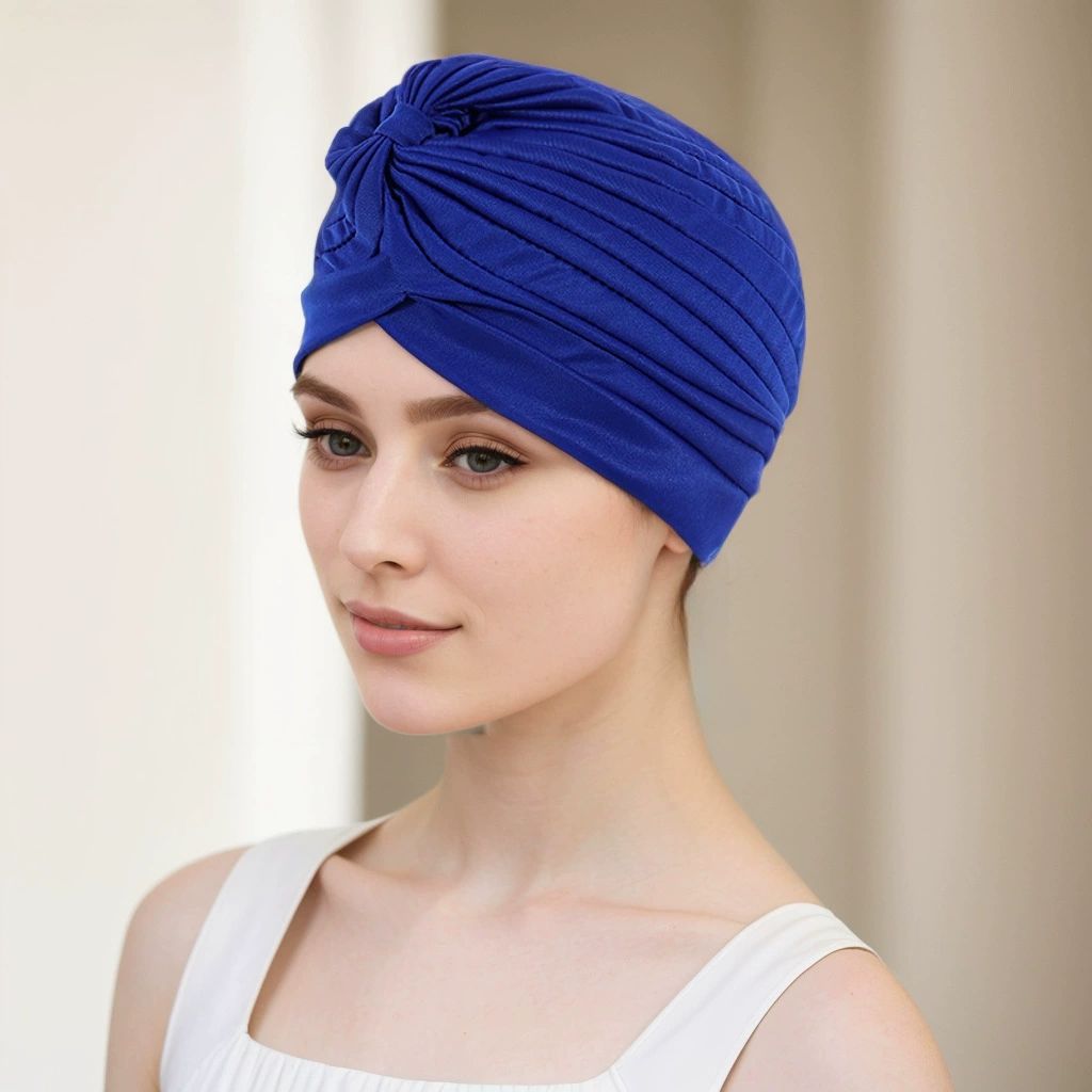 Unisex Turban Hat, Vintage Polyester Pleated Head Wrap Headband Cross Twist Arab Hair Wrap Chemo Turban Headwear