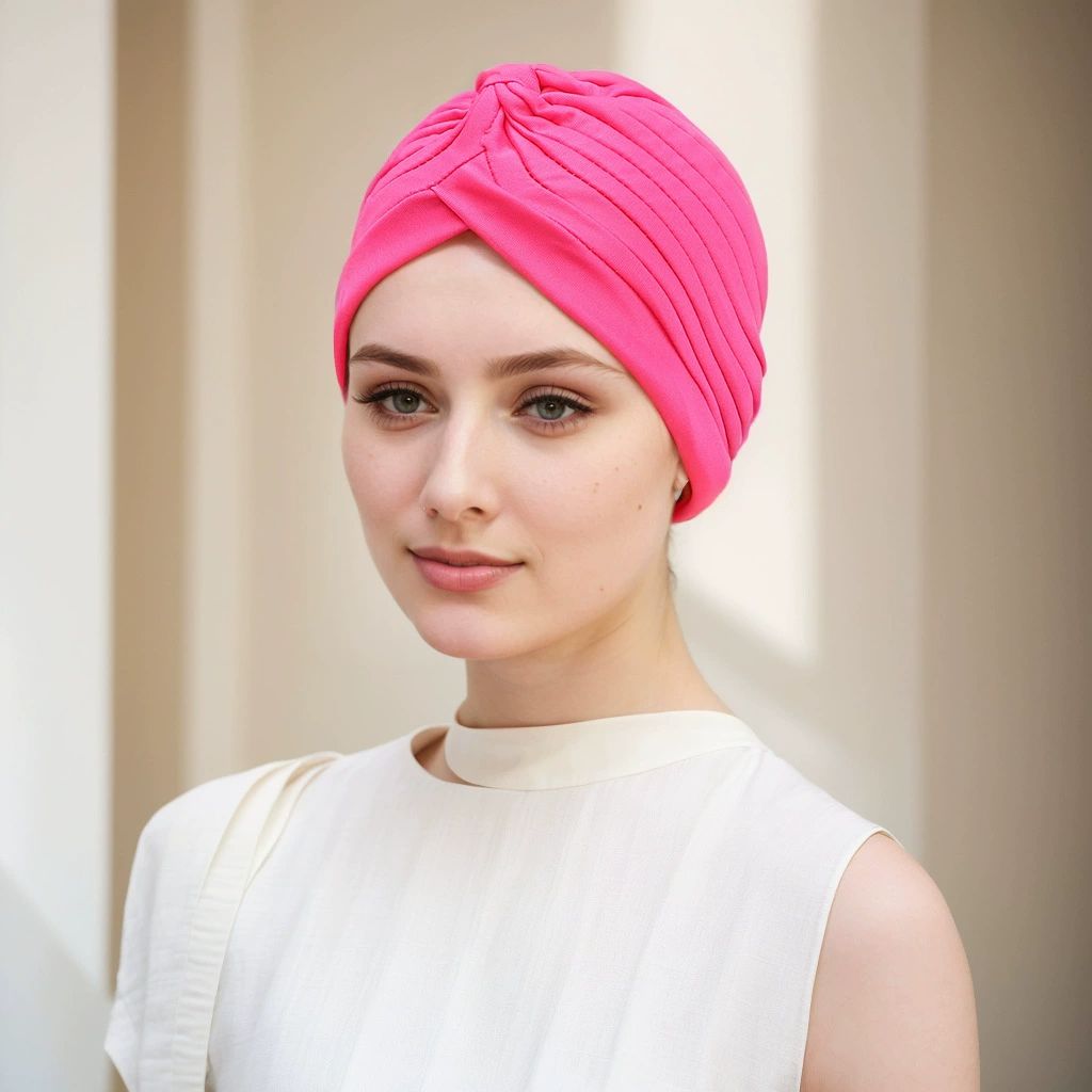 Unisex Turban Hat, Vintage Polyester Pleated Head Wrap Headband Cross Twist Arab Hair Wrap Chemo Turban Headwear