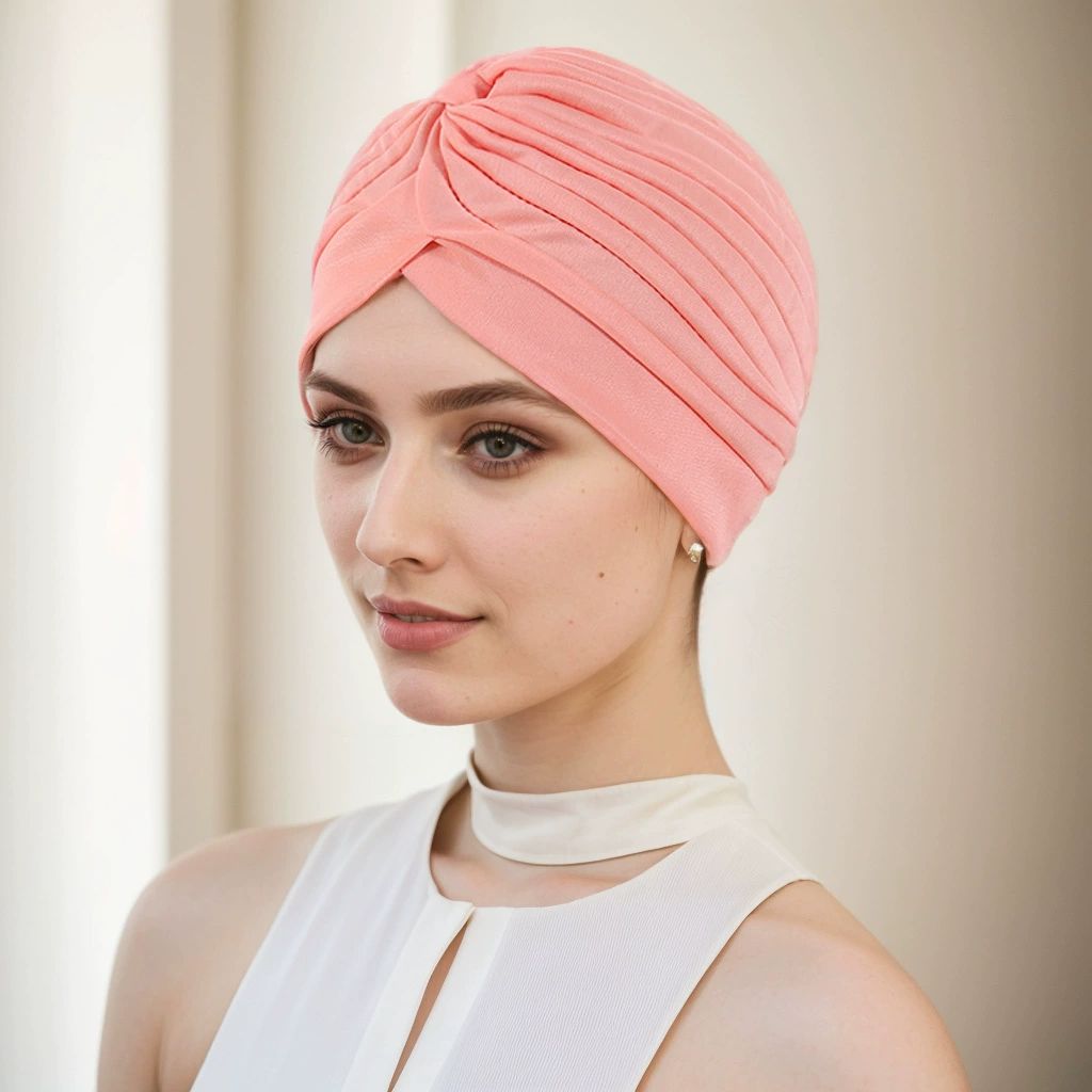 Unisex Turban Hat, Vintage Polyester Pleated Head Wrap Headband Cross Twist Arab Hair Wrap Chemo Turban Headwear