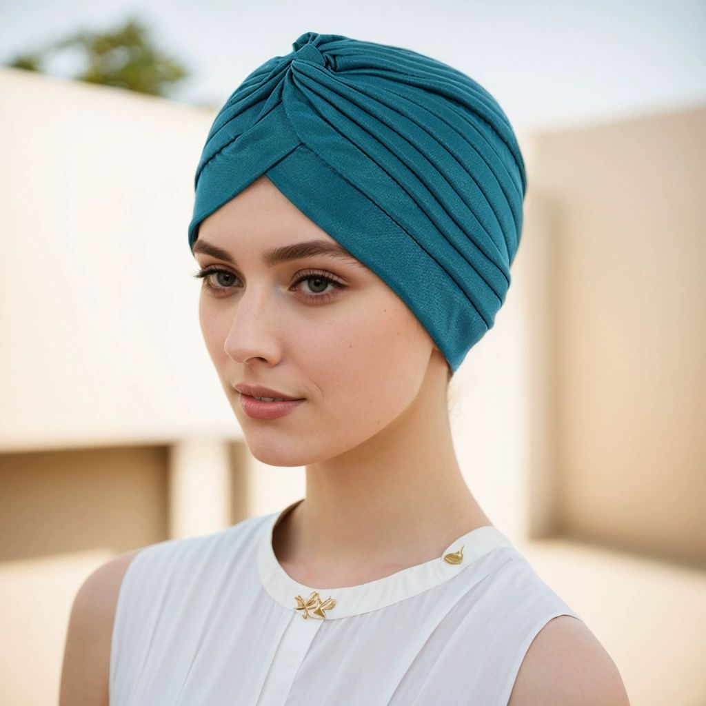 Unisex Turban Hat, Vintage Polyester Pleated Head Wrap Headband Cross Twist Arab Hair Wrap Chemo Turban Headwear