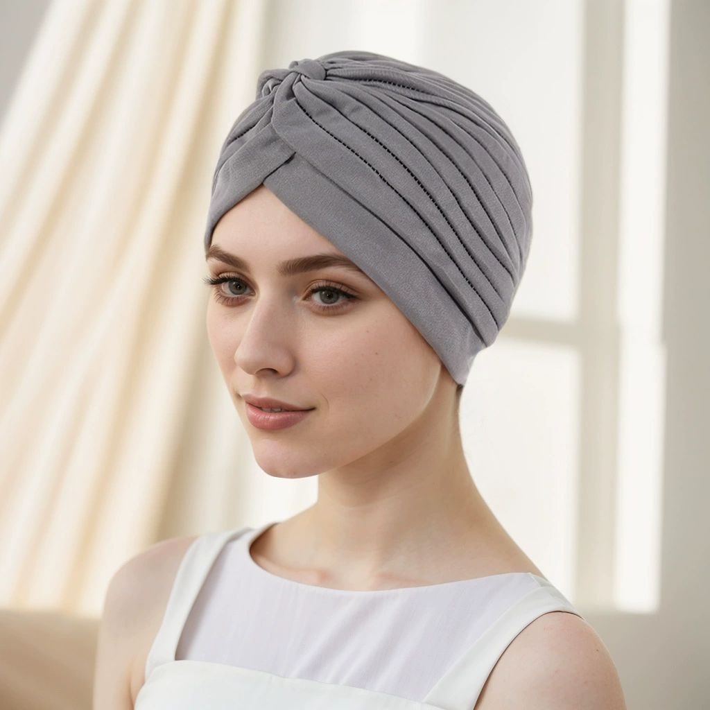 Unisex Turban Hat, Vintage Polyester Pleated Head Wrap Headband Cross Twist Arab Hair Wrap Chemo Turban Headwear