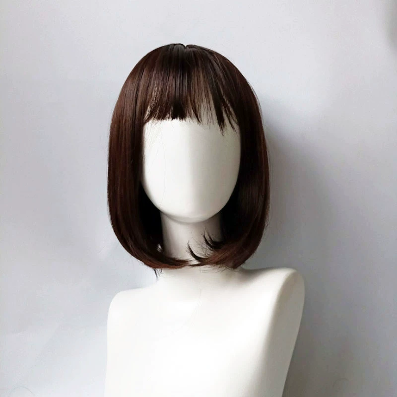 Black Short Bob Wig,Straight Black Bob Wig with bangs, 12 inch Straight Bob Bangs Wig for Women Natural Looking for Daily Use