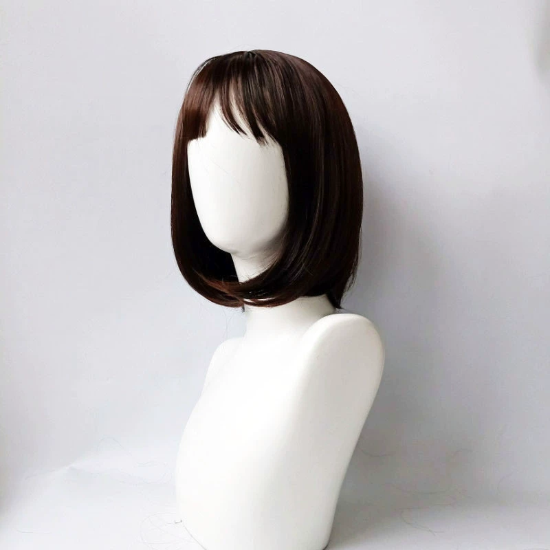Black Short Bob Wig,Straight Black Bob Wig with bangs, 12 inch Straight Bob Bangs Wig for Women Natural Looking for Daily Use