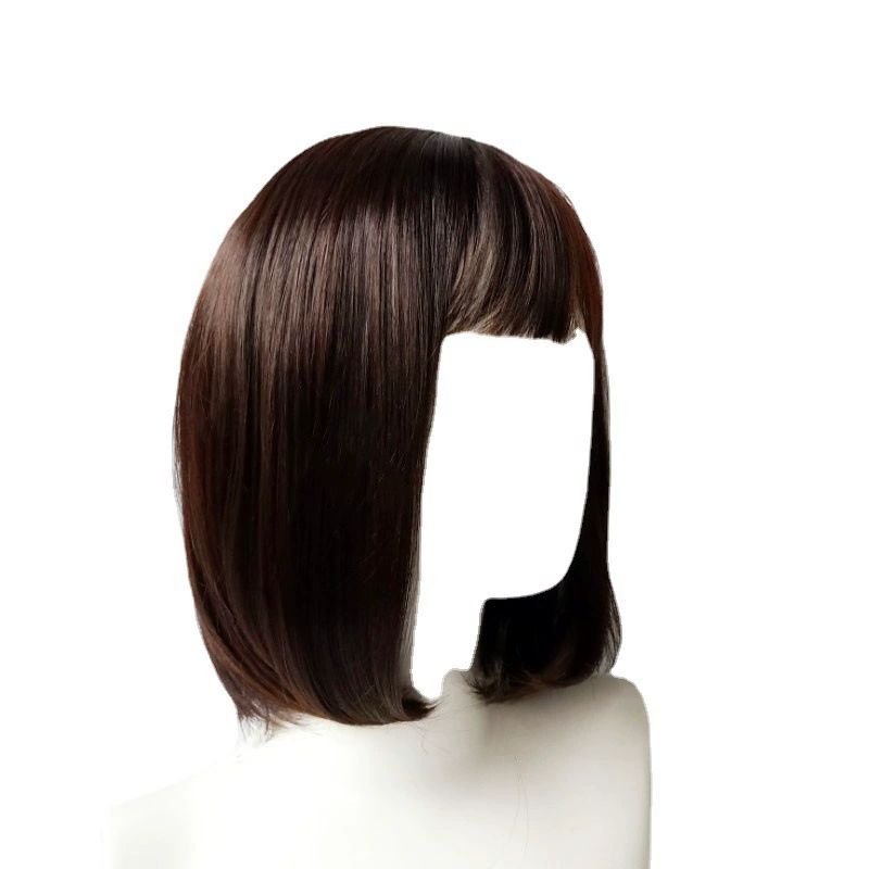 Black Short Bob Wig,Straight Black Bob Wig with bangs, 12 inch Straight Bob Bangs Wig for Women Natural Looking for Daily Use