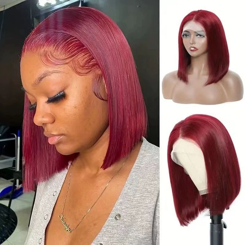 12 inch Straight Bob Wig Hair 13x4 HD Frontal Lace Wig Short Bob Wigs for Women Glueless Bob Lace Front Wigs  Hair 150% Density Natural Black Color