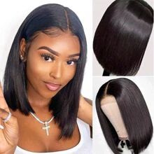 Bob Wig Hair, 14 Inch Short Straight Black Hair Wig, HD Lace Front Wig Pre Plucked Wigs for Black Women, Bob Wig Hair， Natural Black Color 12-20 Inch