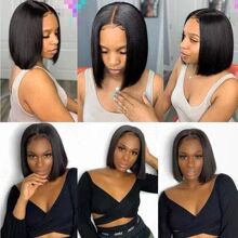 Bob Wig Hair, 14 Inch Short Straight Black Hair Wig, HD Lace Front Wig Pre Plucked Wigs for Black Women, Bob Wig Hair， Natural Black Color 12-20 Inch