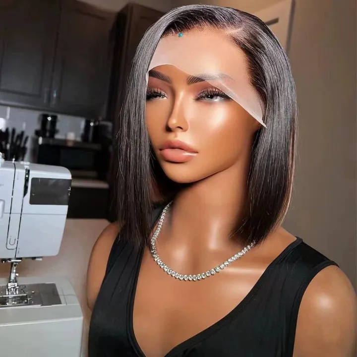 9x6 HD Lace Glueless Wigs Hair Pre Made Bob Wig Women Glueless Wigs  Hair 200% Density Short Straight Bob Wigs for Black Women 14 inch